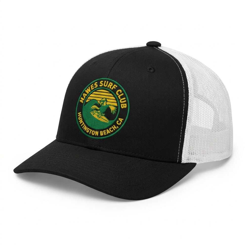 #02 BLACK TRUCKER HAT front
